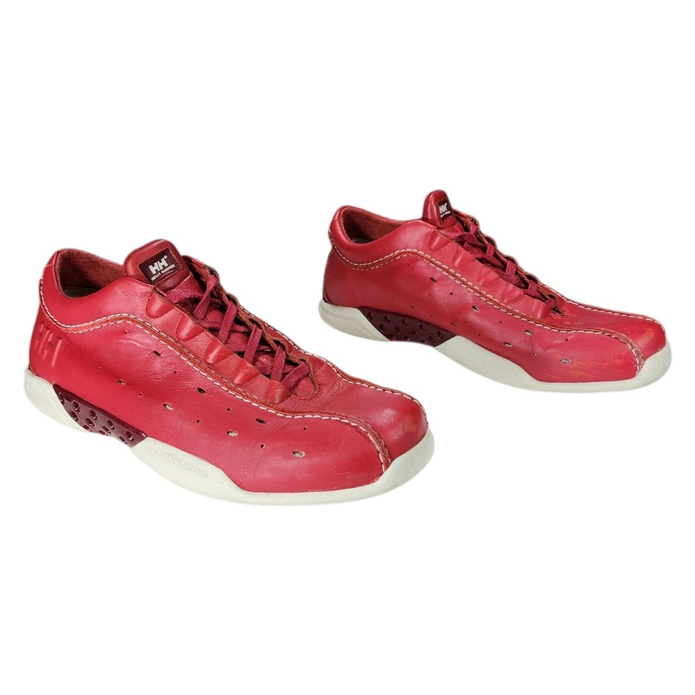 Vtg‎ Helly Hansen Sneakers sz 9 Men Red Bicycle Style Leather REPLACED INSOLES